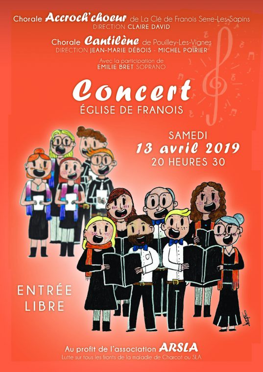 Concert de chorale à l'église de Franois le 13 avril 2019 ARSLA Maladie de charcot